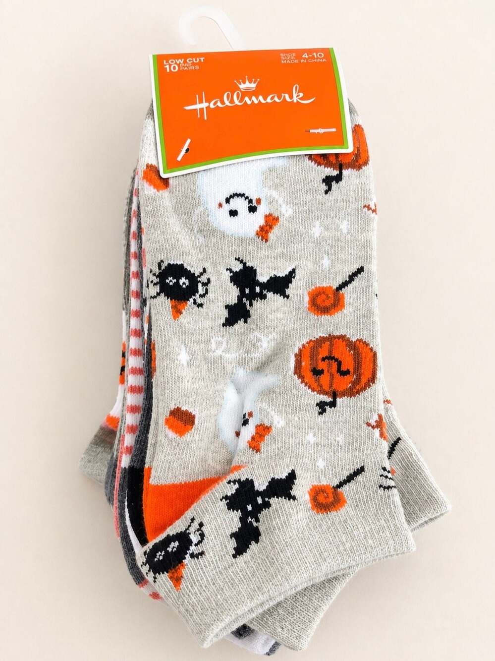 Hallmark Halloween Socks 10 Pair Low Cut Shoe Size 4-10 NWT